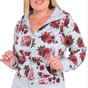 LIT 26 Hoodie, Vtg Rose, Heather Gray. Warm Fleece. Zip-up & Pockets. Sz. M